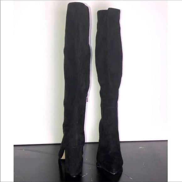 14th & Union Black Faux Suede Heel Tall Boots 6M - Picture 5 of 11